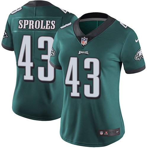 Nike Eagles #43 Darren Sproles Midnight Green Team Color Women's Stitched NFL Vapor Untouchable Limited Jersey